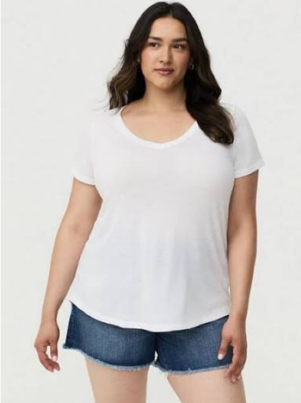 torrid White V-Neck Classic Fit Tee